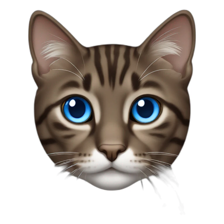 dark brown tabby cat and white blue eyes sticker