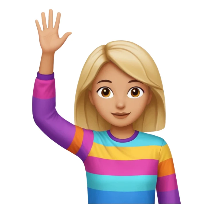 Girl waving hands in air sticker