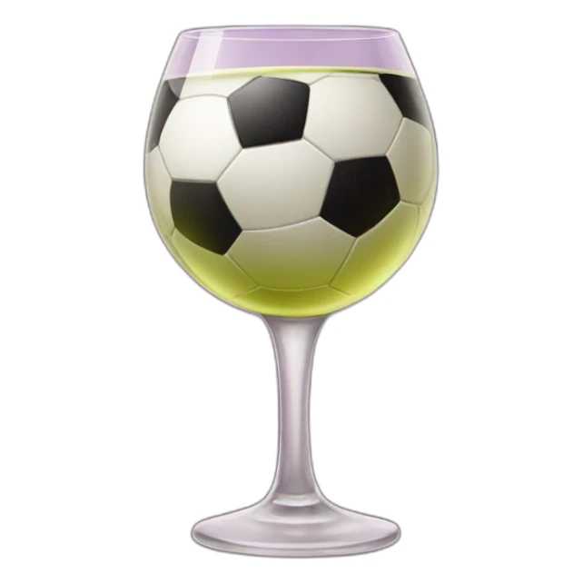 glass of wine with a soccer ball sticker
