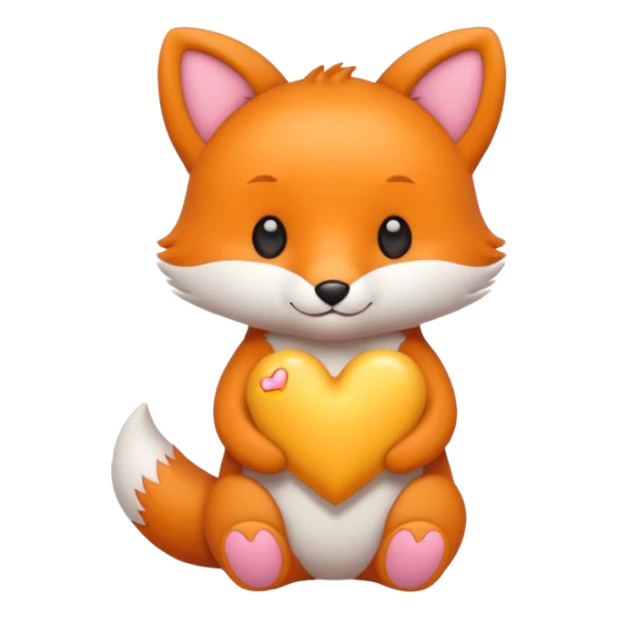 renard kawai avec un coeur jaune sticker
