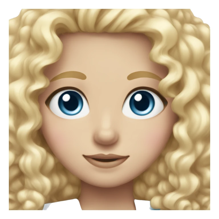 Soft blond curly girl white skin blue eyes in light pink bow sticker