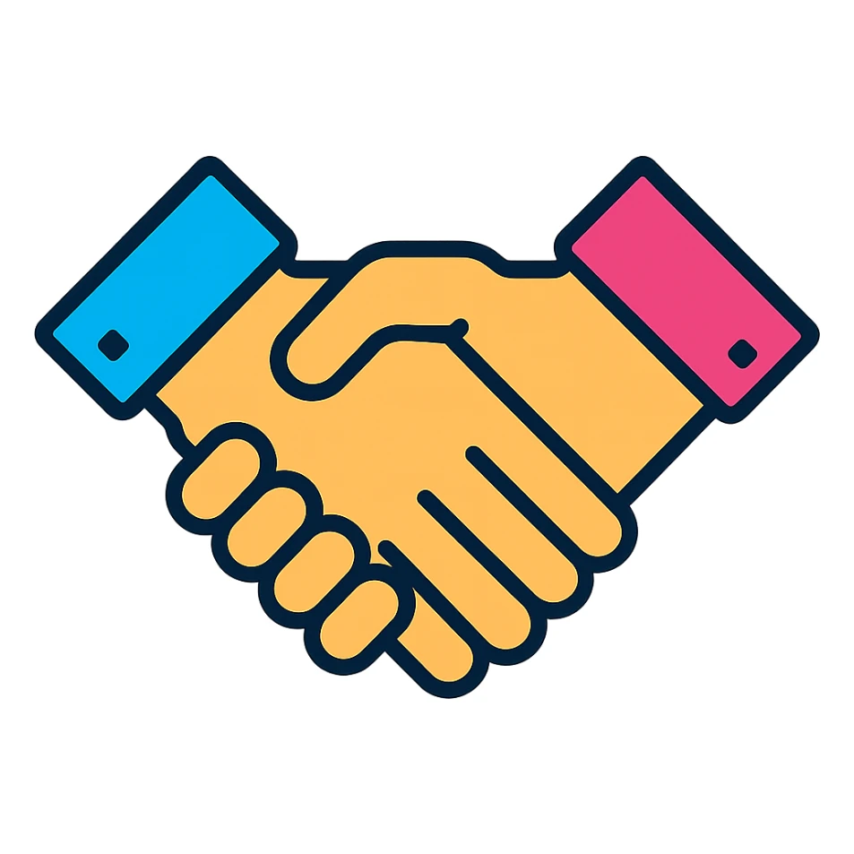 modern partnership handshake icon, branding-ready, clean and minimalistic design sticker