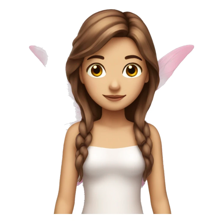 Fairy, white,long brown hair, brown eyes, pink wings  sticker