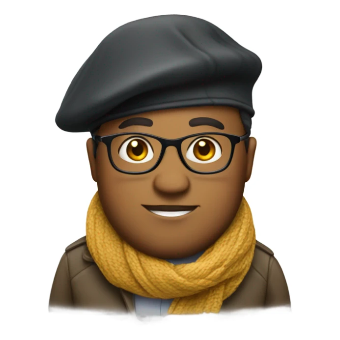 fat english teacher with scarf, beret, and glasses sticker