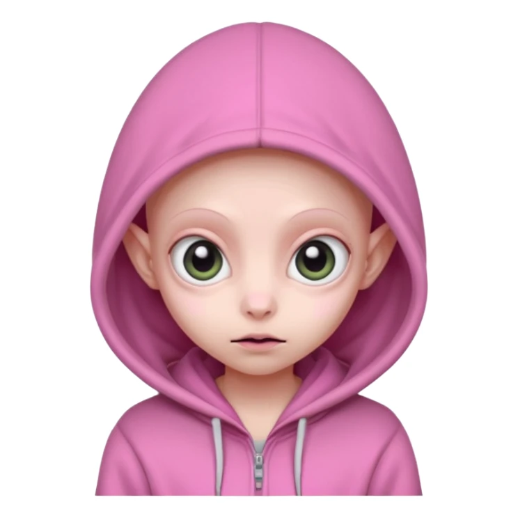 Aliens Pink, hoodie, cute big eyes, thin ears, half body sticker
