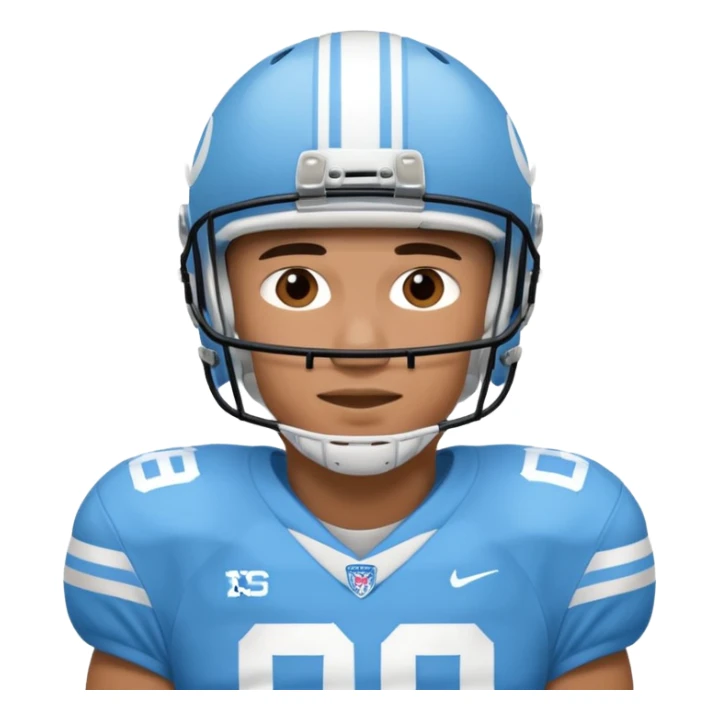 College football player in  Carolina Blue color  sticker