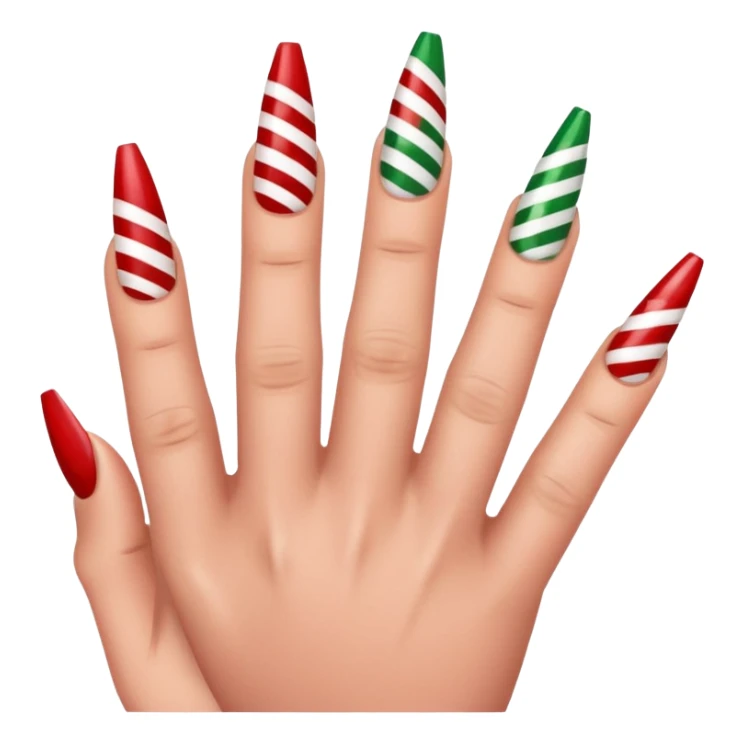 Create a nail design that is red, aesthetically pleasing, Christmas-themed, and girly. There are five fingers. sticker