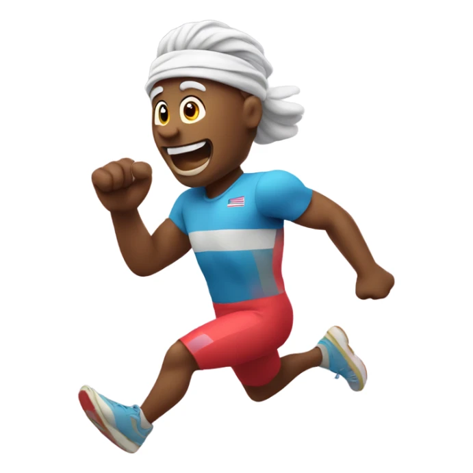 apple sprinting, wearing a headband and waving arms sticker