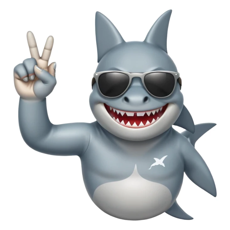 shark wearing sunglasses and putting the middle finger up sticker