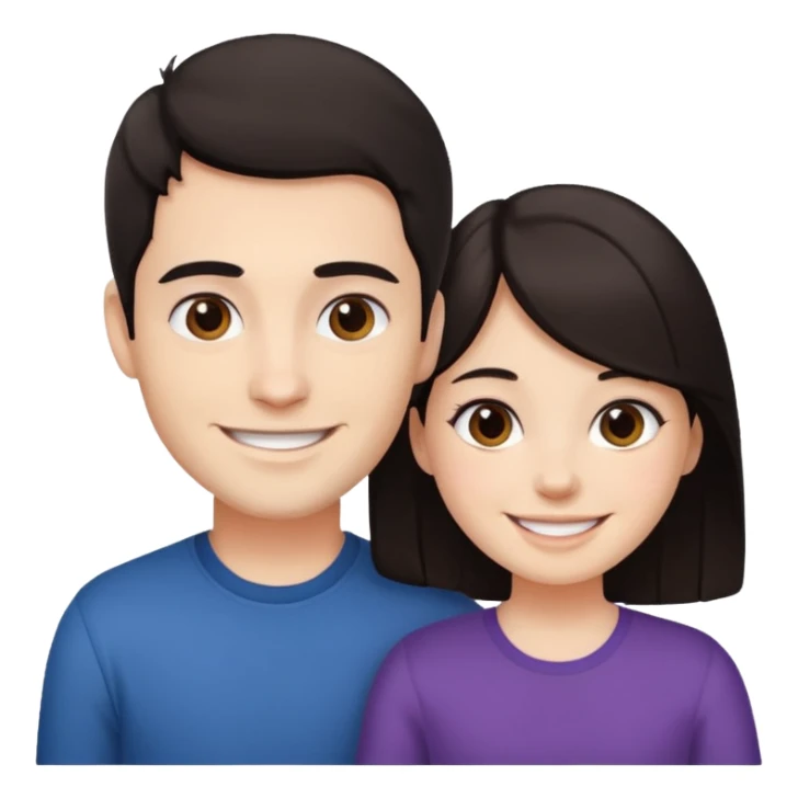 Brother ans sister, white skin, dark hair sticker