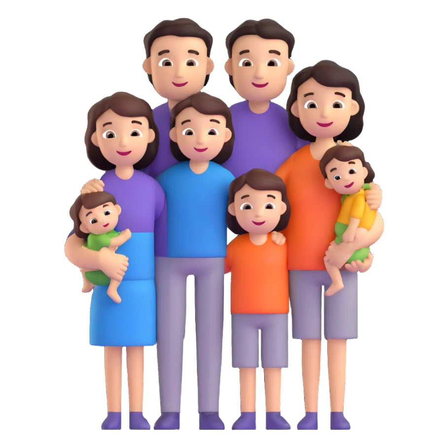 cheerful family of four hugging sticker