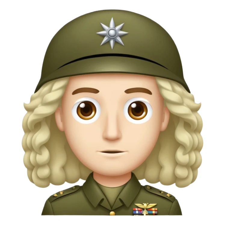 Militaire gespierde licht getinte man met krullend haar en donkere ogen  sticker