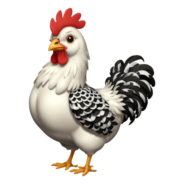 full body chicken, and every single feather have a black and white small pattern sticker