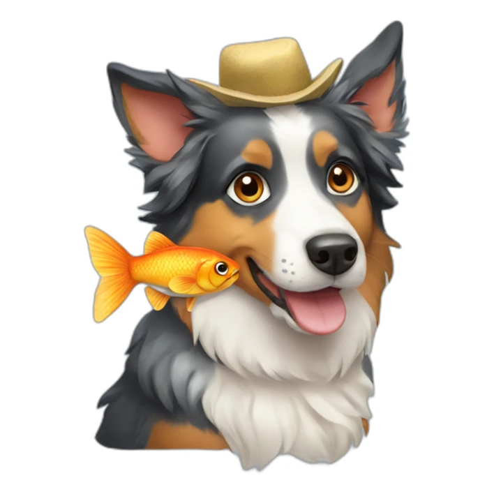 Australian Shepard dog wearing fish costume sticker
