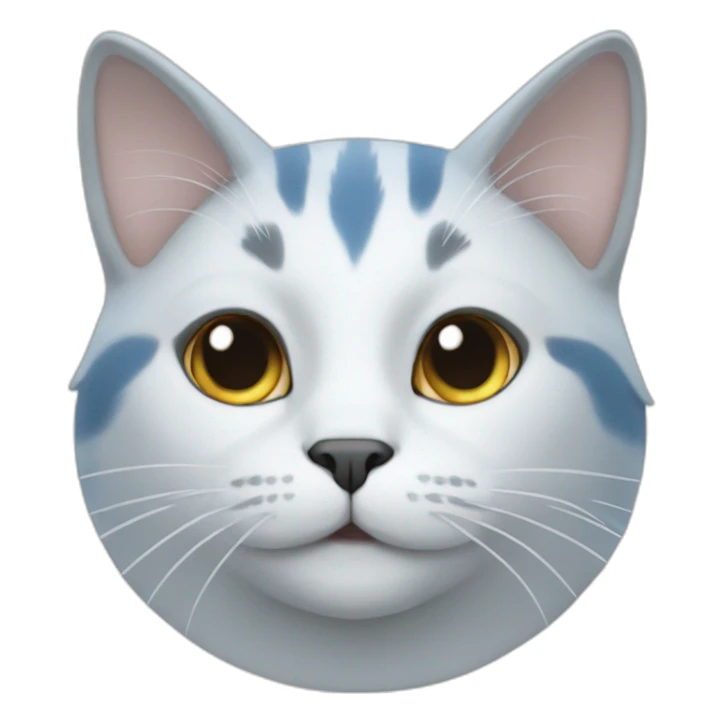 White and grey cat with bleu été sticker