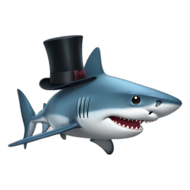 Shark with a top hat sticker