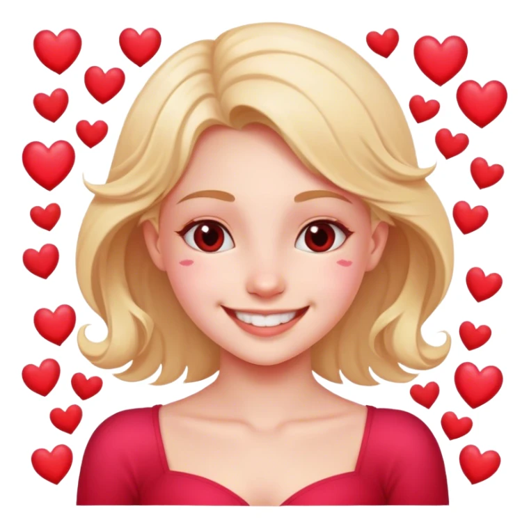 smiling girl with hearts happy Valentine’s Day sticker