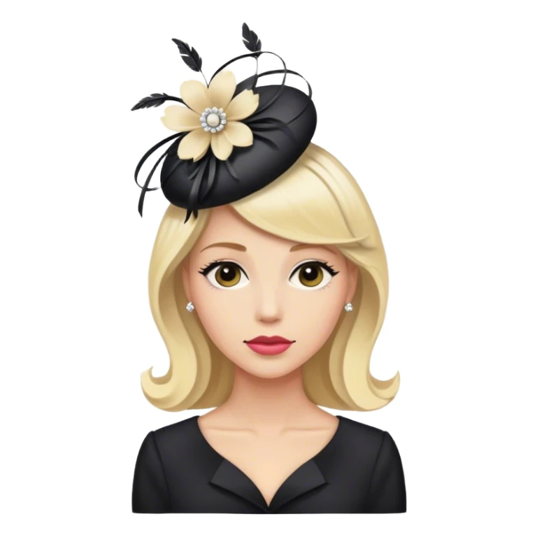 Blonde hot lady at funeral with fascinator in Face sticker