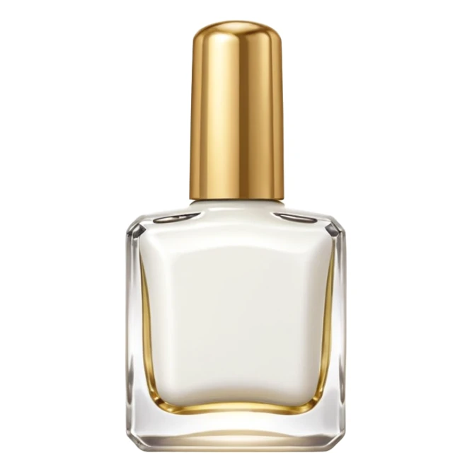 White nail polish in a square bottle with gold lid  sticker