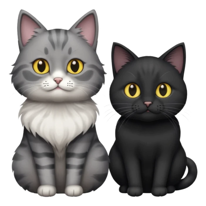 grey/white cat and black cat with white chest  sticker
