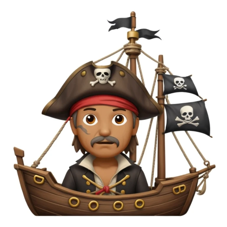 pirate sailing a ship in strome sea background sticker