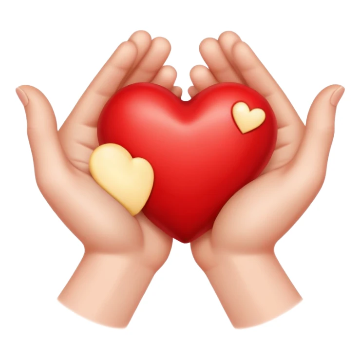 two hands giving and receiving a heart sticker