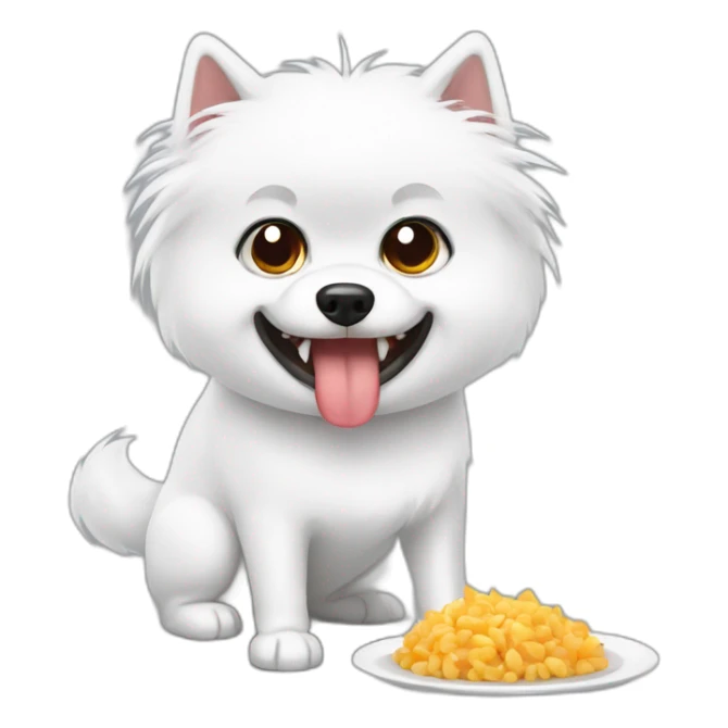 white spitz eat some food very angry sticker
