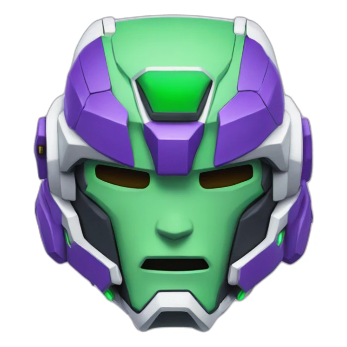 purple and green gundam mecha face sticker