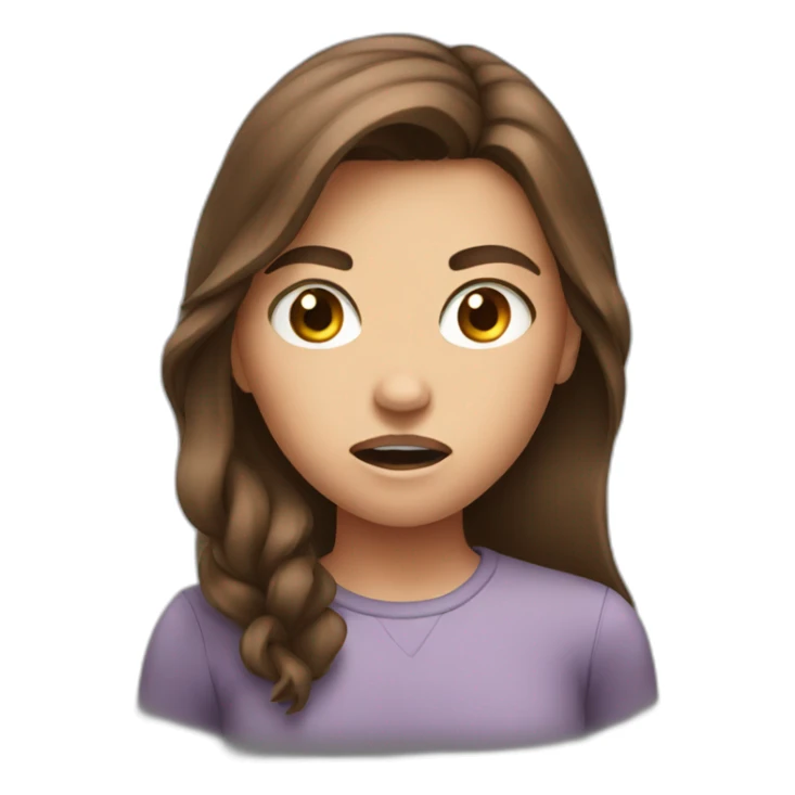 girl with brown hair is very angry sticker