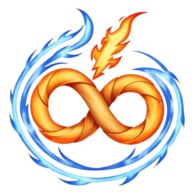  An abstract mystical fire symbol made of intertwining smoke, flame, and lightning, rune-like design, gothic realistic style, soft neutral background, emoji-style icon, clean edges. sticker