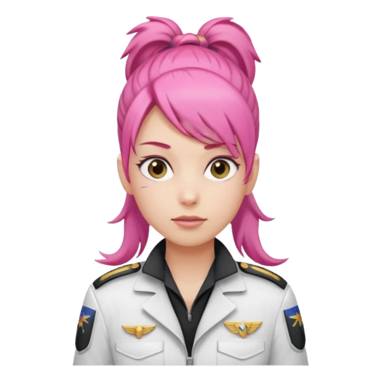 Commander Bloom – pink ponytail pilot in white uniform sticker