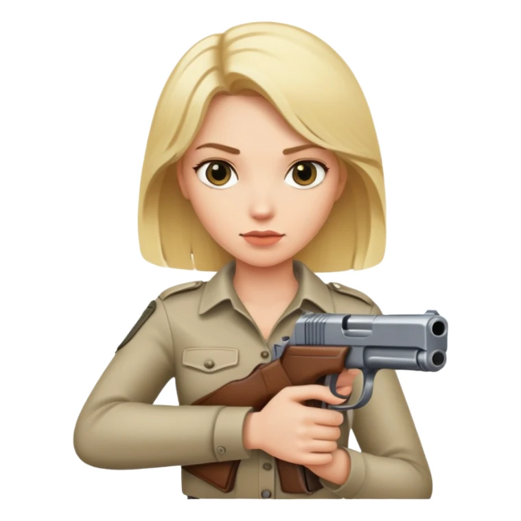 blonde woman holding gun sticker