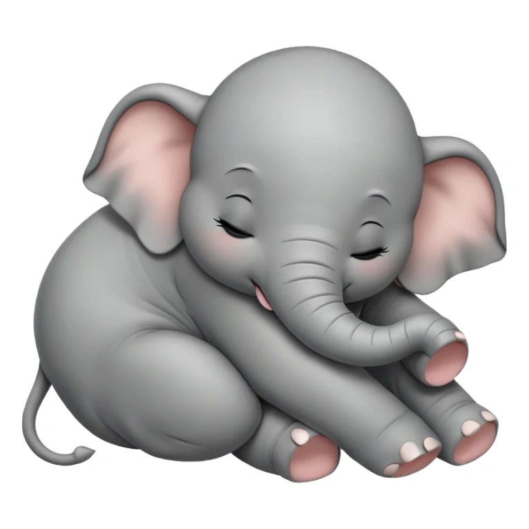 meme-worthy-cute-sleeping-baby-elephant-portrait-emoji,-head-resting-peacefully-with-a-contented-smile,-showcasing-a-delightfully-tiny-build-and-a-luxuriously-soft-gray-hide,-eyes-shut-in-a-serene,-restful-nap,-simplified sticker