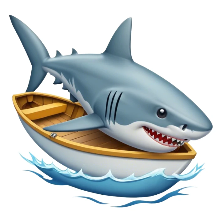 Shark with boat in mouth  sticker