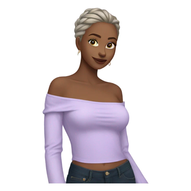 Lilac off shoulder Long sleeve top, isolated sticker