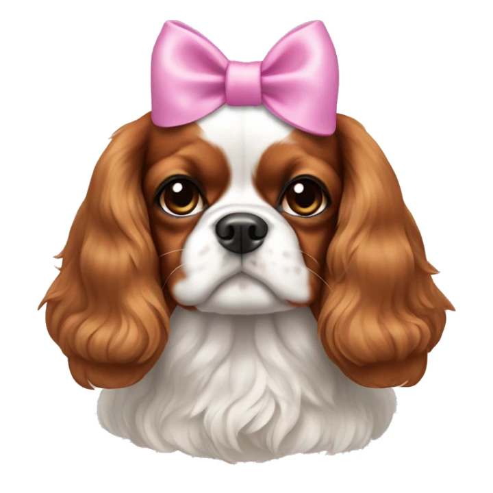 A King Charles cavalier with a pink bow on one ear sticker