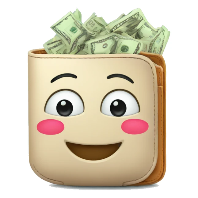full of money wallet with happy emotion sticker