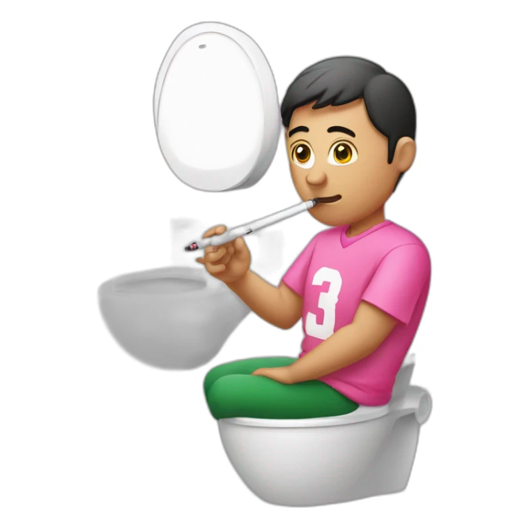 Algerian smoking an electronic cigarette with a pink jersey in the toilet sticker