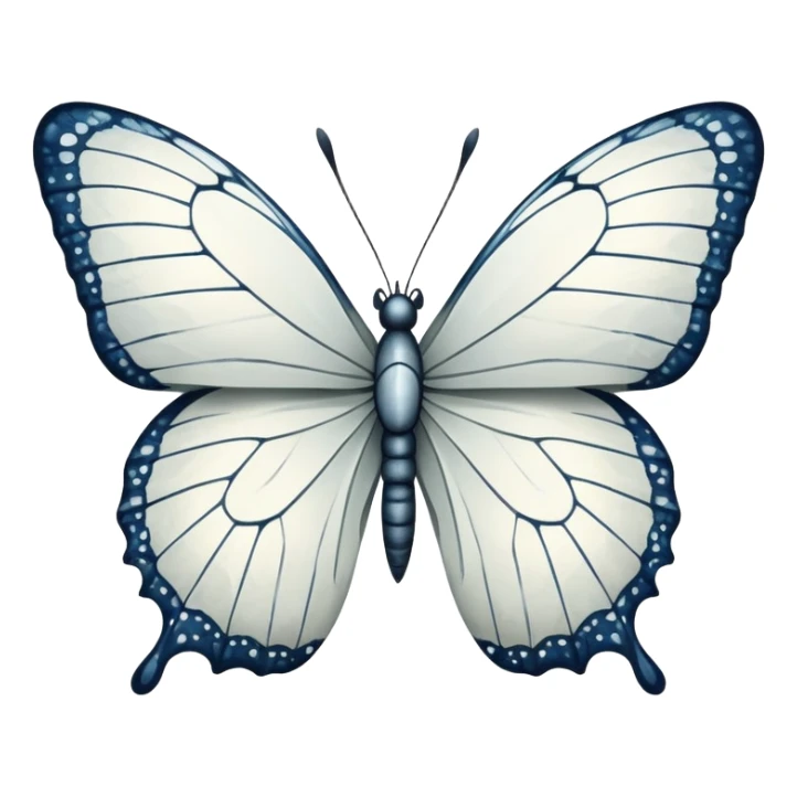 crackled dead non symmetrical white butterfly sticker