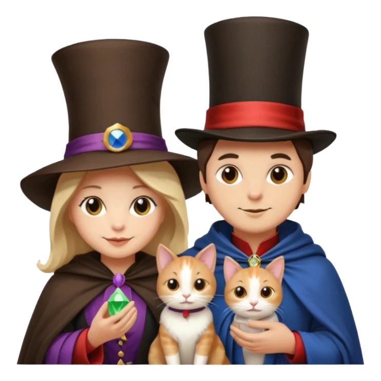 magician couple and their pet cat sticker