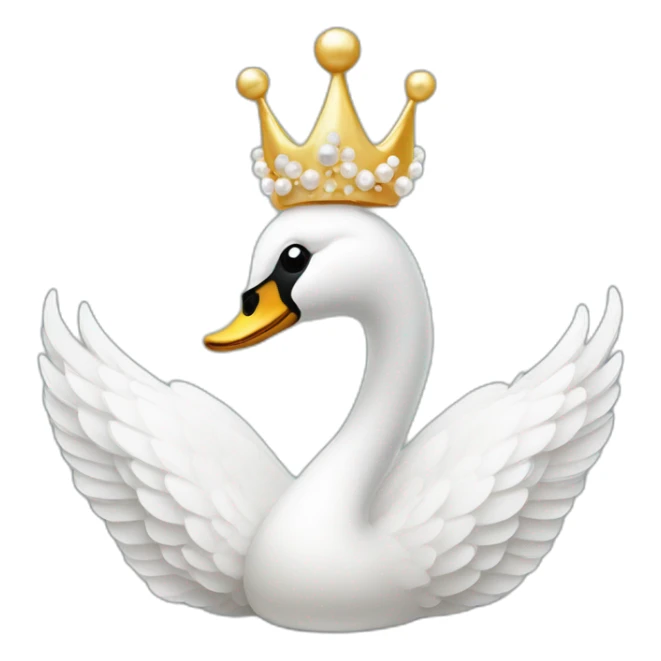 swan with a crown and a large tail and pearl decorations sticker