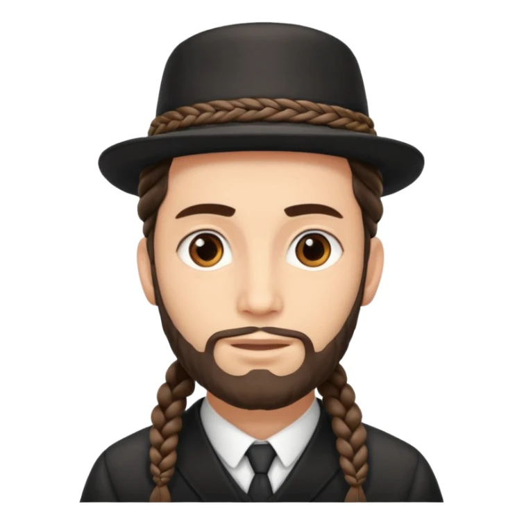 Orthodox Jewish Man emoji, with the braided hair sticker