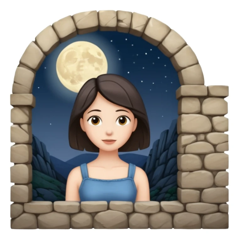 Female back arched in moonlight, skin glowing against stone walls sticker