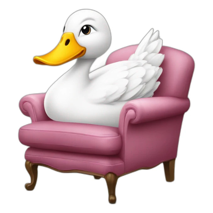 Canard sur un fauteuil avec tulipe dans sa bouche sticker