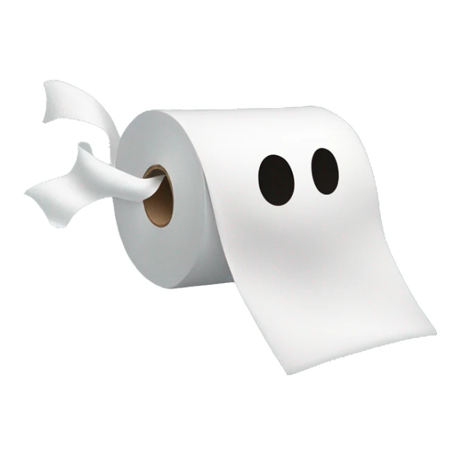 a roll of toilet paper throwing it self at a house sticker