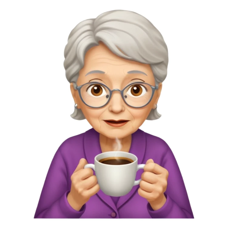 elderly with coffee women sticker