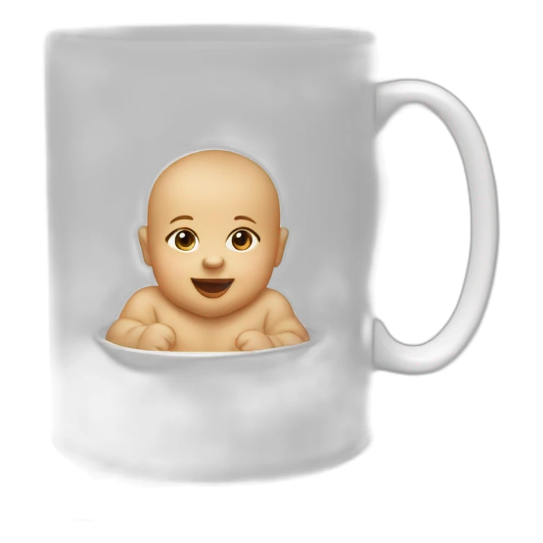 a mug with a drawing of a baby on it  sticker