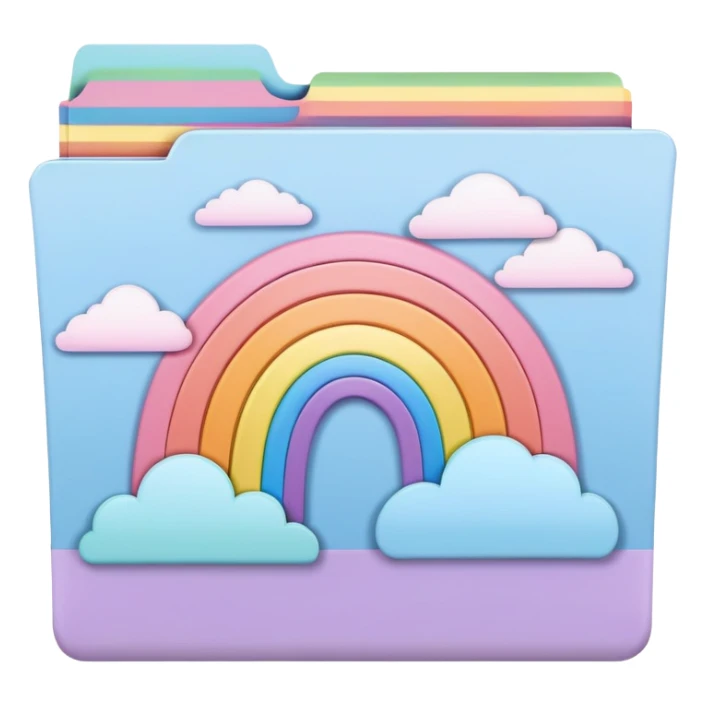 pastel file folder with pastel rainbow on cover  sticker