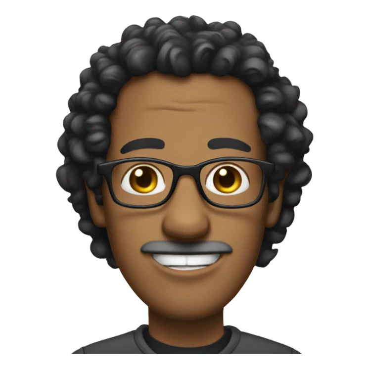goofy ahh guy with black curly hair and glasses sticker