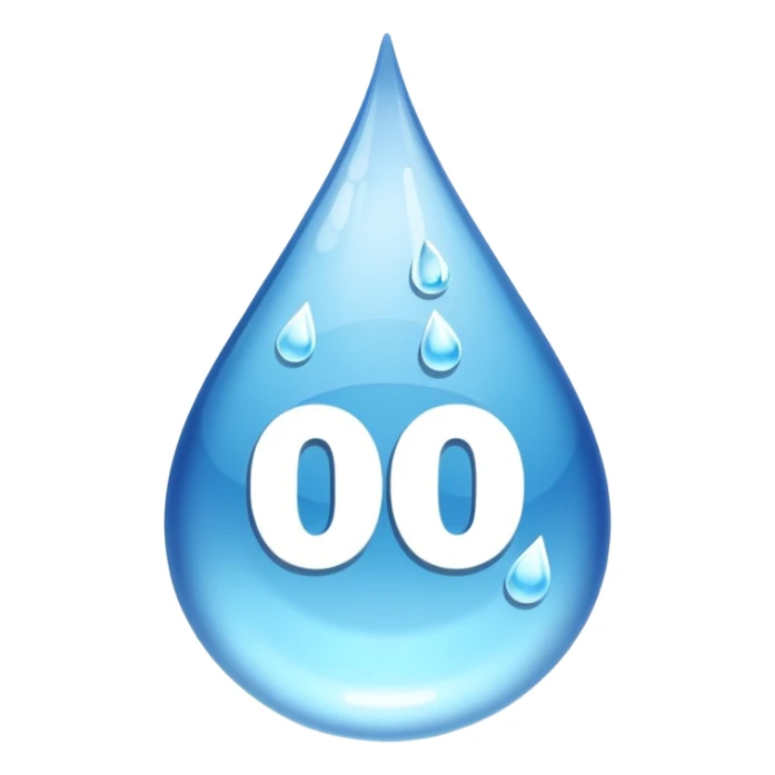 A water droplet with percentage sign sticker